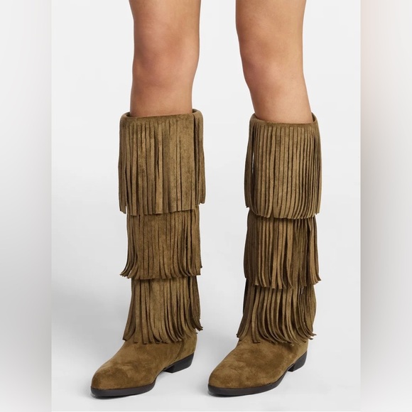 No Boundaries Shoes - No Boundaries Tall Faux Suede Fringe Boots
